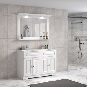 Hangzhou Hongshi Trading Modenidesign 120 Cm Hvid Mat Badeværelsesmøbel M/hvid Håndvask Og Spejl
