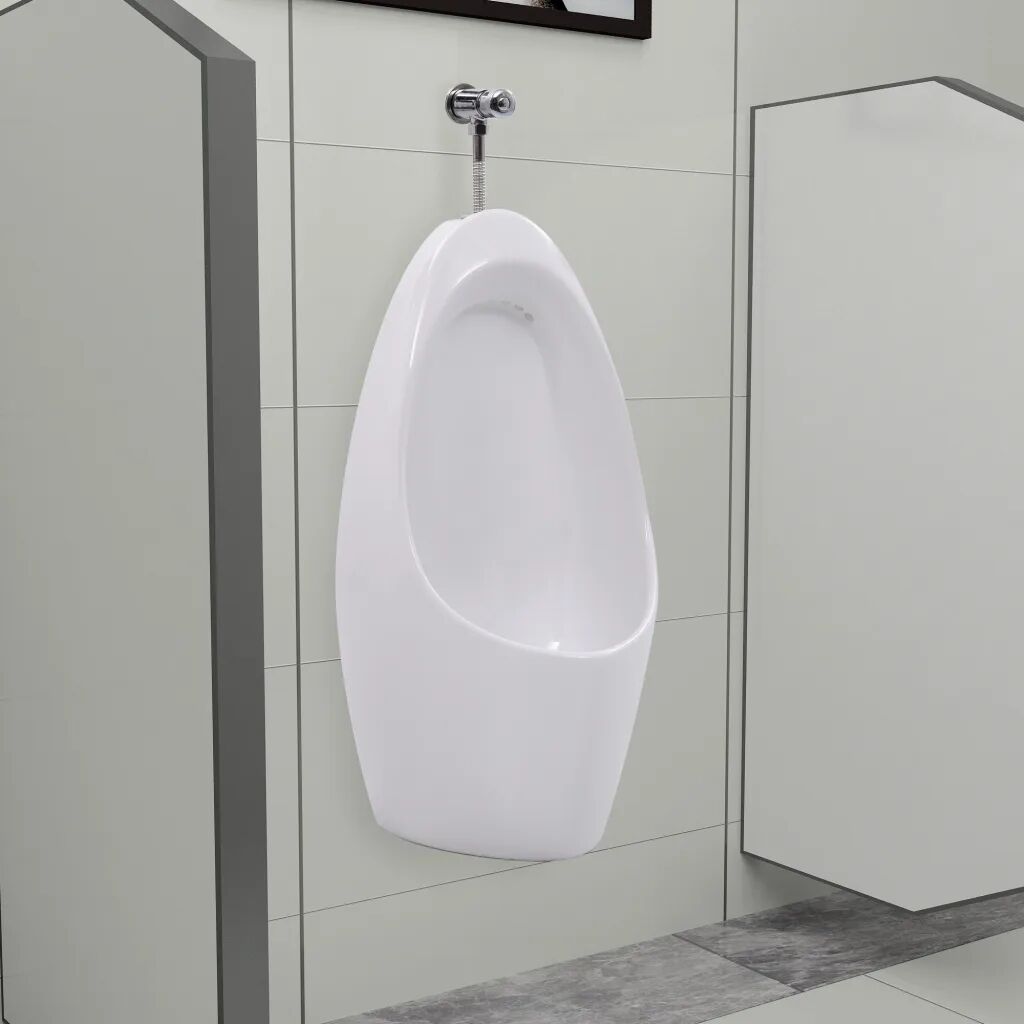 vidaXL væghængt urinal med skyllesystem keramisk