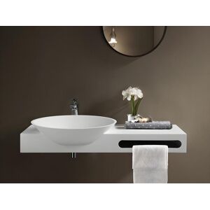 Shower & Design Lavabo suspendido con encimera de solid surface con toallero - Blanco - Ancho 100 x Prof. 54 x Alt. 20 cm - YUMIKO
