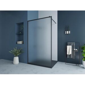 Shower & Design Mampara de ducha italiana con cristal texturado - 120x200 cm, negro mate - VIRANA