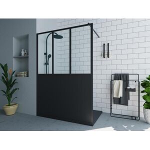 Shower & Design Mampara de ducha italiana negro mate estilo atelier - 140 x 200 cm - URBANIK