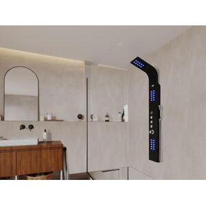 Shower & Design Columna de ducha e hidromasaje termostática con leds FELICITA - 20x165cm - Negro
