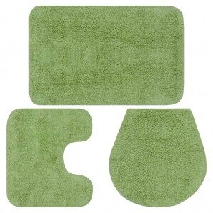 vidaXL Conjunto De Alfombrillas De Baño De Tela 3 Piezas Verde