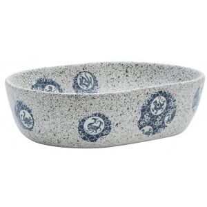 vidaXL Lavabo Sobre Encimera Ovalado Cerámica Gris Y Azul 47x33x13 Cm