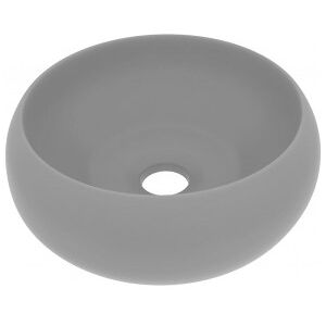 vidaXL Lavabo De Lujo Redondo Cerámica Gris Claro Mate 40x15 Cm