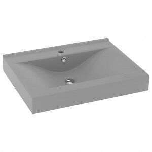 vidaXL Lavabo De Lujo Con Grifo Cerámica 60x46 Cm Gris Claro