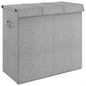 vidaXL Cesto Ropa Sucia Plegable Lino Sintético Gris 64.5x34.5x59 Cm