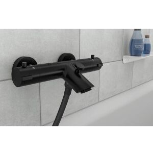 SchÜtte Grifo Monomando Ducha Bañera Con Termostato London Negro Mate