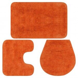 vidaXL Conjunto De Alfombrillas De Baño De Tela 3 Piezas Naranja