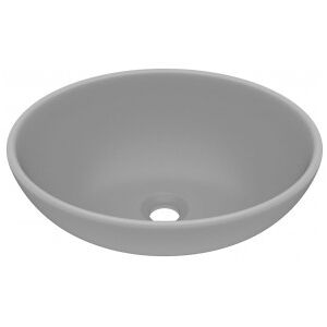 vidaXL Lavabo De Lujo Ovalado Cerámica Gris Claro Mate 40x33 Cm