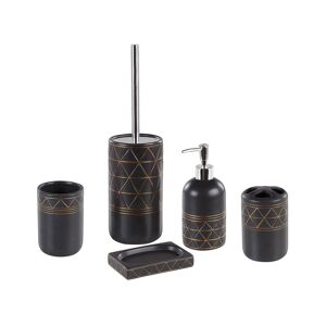 Beliani Set de accesorios de baño 5 piezas de cerámica negra