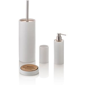 AQA DESIGN Set de accesorios de baño de resina blanca de 4 piezas