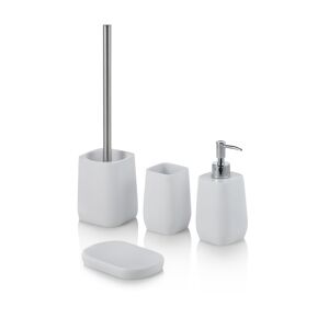 AQA DESIGN Set de accesorios de baño de resina blanca de 4 piezas