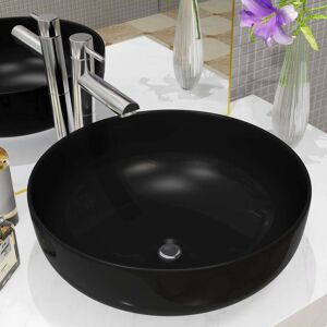 vidaXL Lavabo redondo de cerámica negro 41,5x13,5 cm