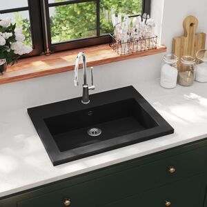 vidaXL Lavabo de granito negro 600x450x120 mm