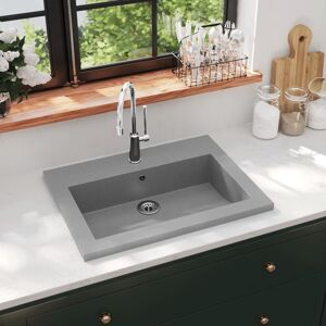 vidaXL Lavabo de granito gris 600x450x120 mm