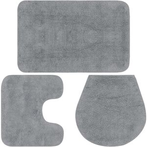 vidaXL Conjunto de alfombrillas de baño de tela 3 piezas gris