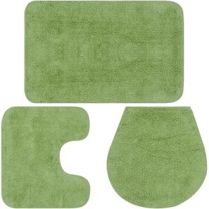 vidaXL Conjunto de alfombrillas de baño de tela 3 piezas verde