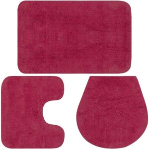 vidaXL Conjunto de alfombrillas de baño de tela 3 piezas fucsia