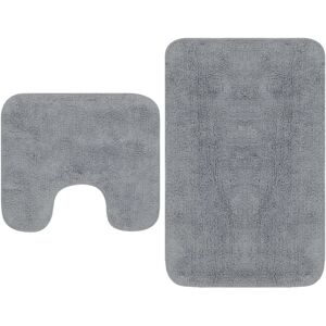 vidaXL Conjunto de alfombras de baño de tela 2 piezas gris