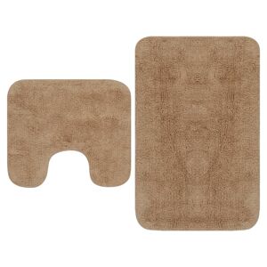 vidaXL Conjunto de alfombrillas de baño de tela 2 piezas beige