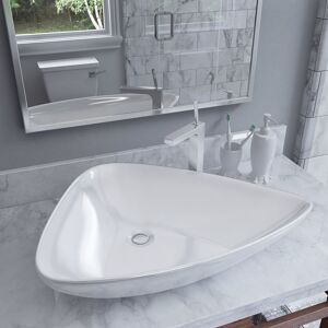 vidaXL Lavabo de cerámica triangular blanco 645x455x115 mm