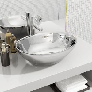 vidaXL Lavabo de cerámica plateado 40x33x13,5 cm