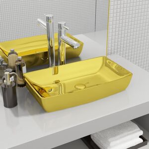 vidaXL Lavabo 71x38x13,5 cm cerámica dorado