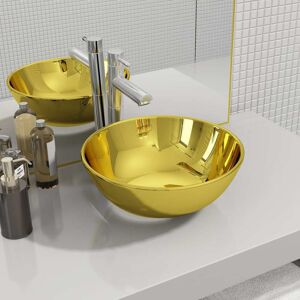 vidaXL Lavabo 28x10 cm cerámica dorado