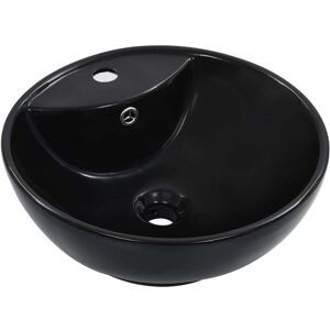 vidaXL Lavabo con rebosadero 46,5x18 cm cerámica negro