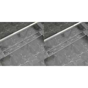 vidaXL Desagüe lineal de ducha 2 piezas 930x140 mm acero inoxidable