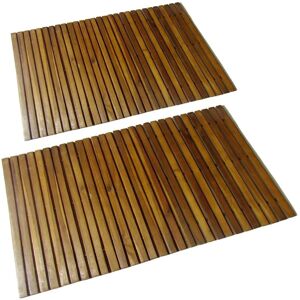 vidaXL Set 2 alfombras de acacia para el baño, 80 x 50 cm