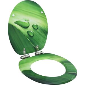 vidaXL Asiento WC tapa de cierre suave MDF verde diseño gotas de agua