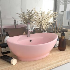 vidaXL Lavabo lujoso con rebosadero cerámica rosa mate 58,5x39 cm