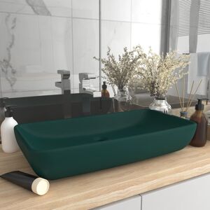 vidaXL Lavabo rectangular de lujo cerámica verde oscuro mate 71x38cm