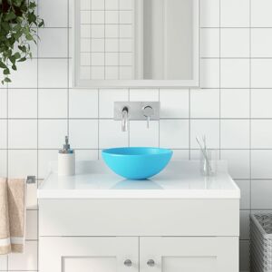 vidaXL Lavabo de cuarto de baño redondo cerámica verde claro