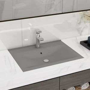 vidaXL Lavabo de lujo con grifo cerámica 60x46 cm gris claro