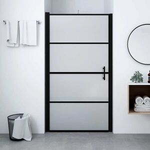 vidaXL Puerta de ducha de vidrio templado esmerilado negra 81x195 cm