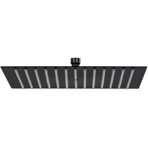 vidaXL Cabezal ducha efecto lluvia acero inox cuadrado negro 30x30 cm