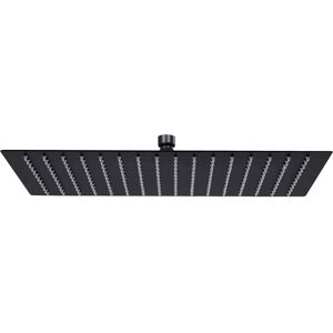 vidaXL Cabezal ducha efecto lluvia acero inox cuadrado negro 40x30 cm