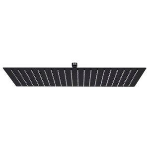 vidaXL Cabezal ducha efecto lluvia acero inox cuadrado negro 50x30 cm