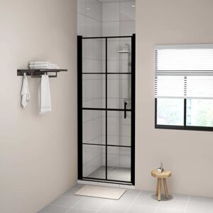 vidaXL Puerta de ducha de vidrio templado negro 91x195 cm