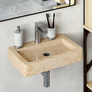 vidaXL Lavabo de pared mármol crema 38x24x6,5 cm