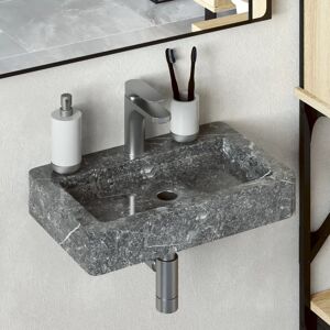 vidaXL Lavabo de pared mármol gris 38x24x6,5 cm