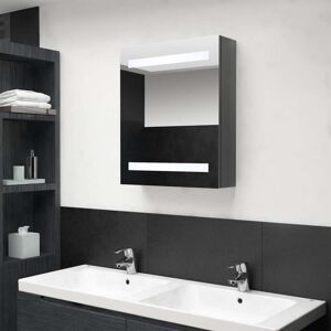 vidaXL Armario de baño con espejo LED gris brillante 50x14x60 cm