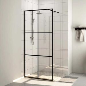 vidaXL Mampara ducha accesible vidrio ESG transparente negro 90x195 cm