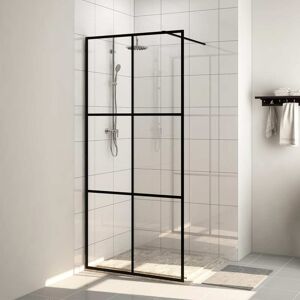 vidaXL Mampara ducha accesible vidrio ESG transparente negro 100x195cm