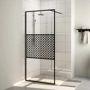 vidaXL Mampara de ducha accesible vidrio ESG claro negro 80x195 cm