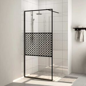 vidaXL Mampara ducha accesible vidrio ESG transparente negro 115x195cm