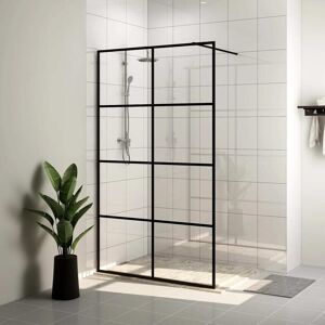 vidaXL Mampara ducha accesible vidrio ESG transparente negro 90x195 cm